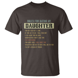 Girl Dad T Shirt Funny Rules For Dating My Daughter TS09 Dark Chocolate Print Your Wear