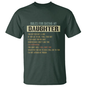 Girl Dad T Shirt Funny Rules For Dating My Daughter TS09 Dark Forest Green Print Your Wear