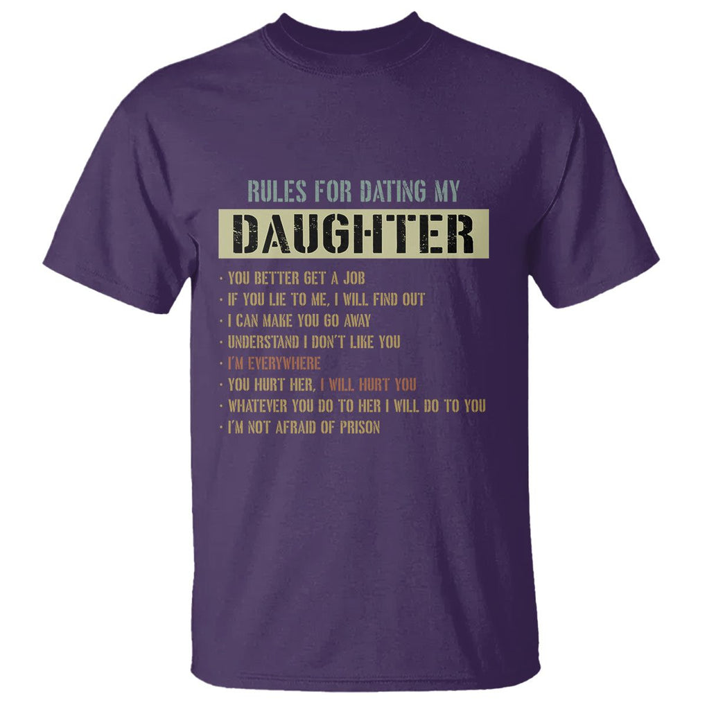 Girl Dad T Shirt Funny Rules For Dating My Daughter TS09 Purple Print Your Wear