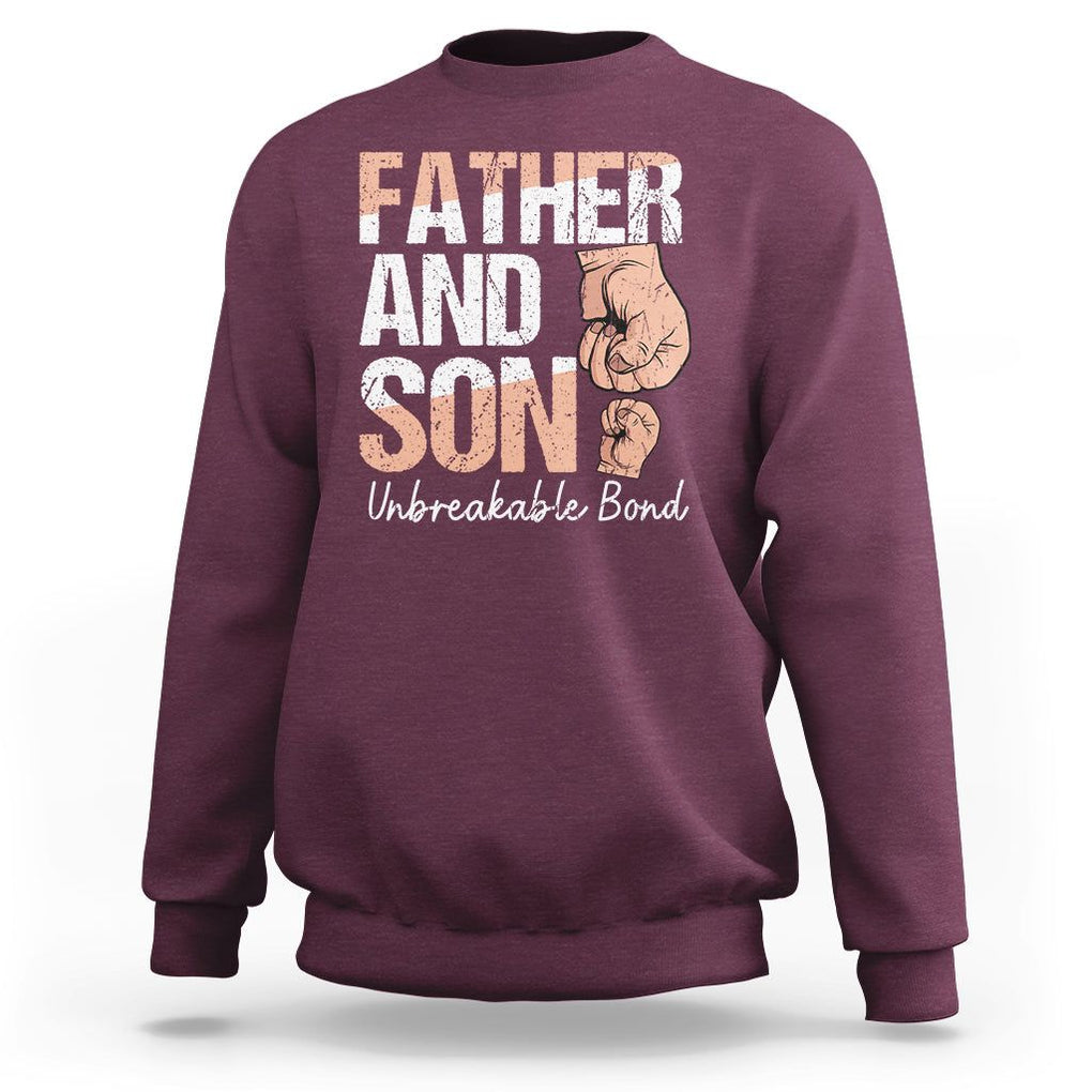Father And Son Sweatshirt Unbreakable Bond Father's Day TS09 Maroon Print Your Wear