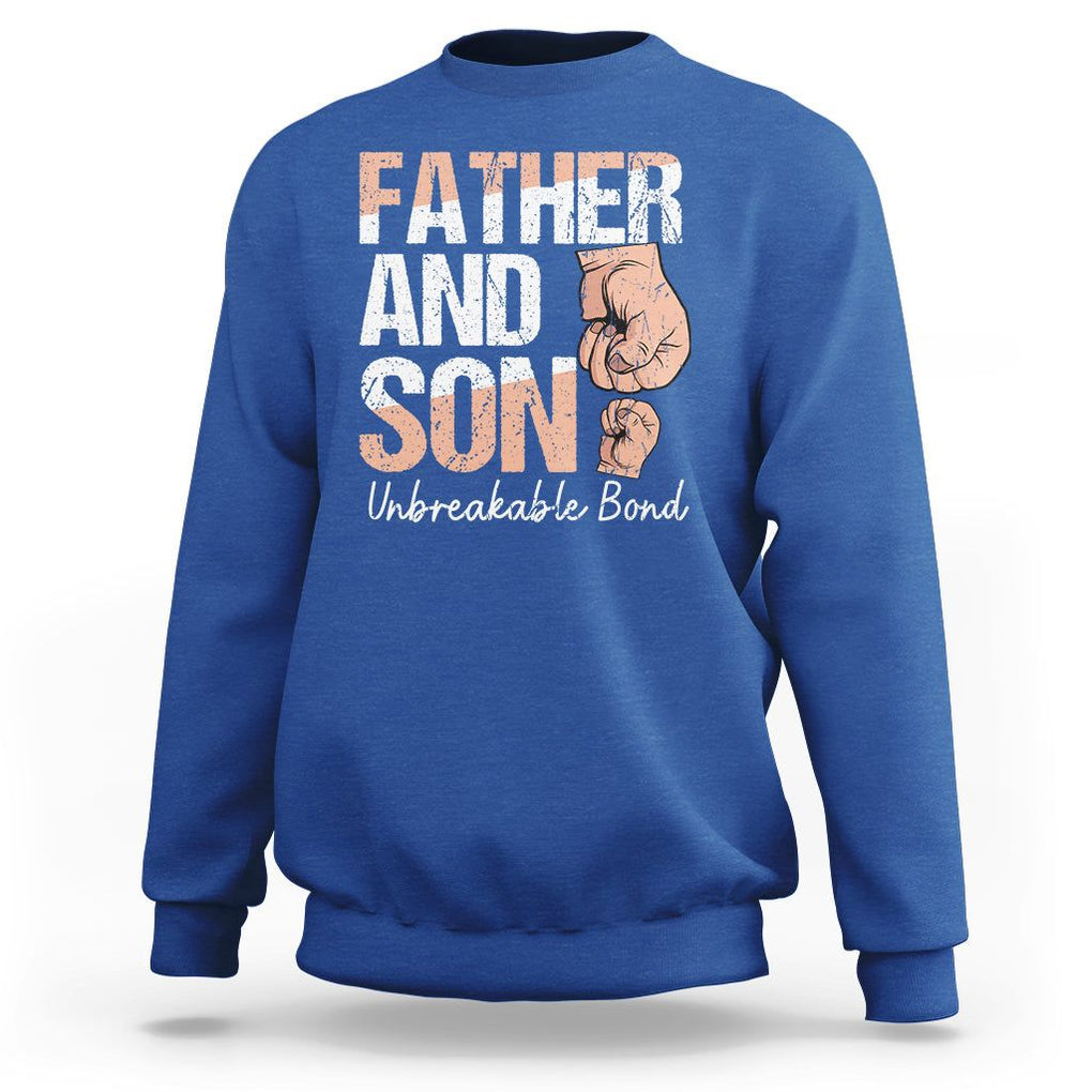 Father And Son Sweatshirt Unbreakable Bond Father's Day TS09 Royal Blue Print Your Wear