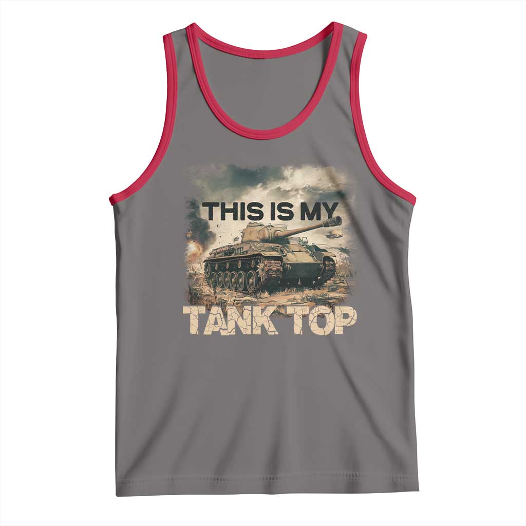This Is My Tank Top Tank Top Funny Military Pun TS09 Deep Heather Red Print Your Wear
