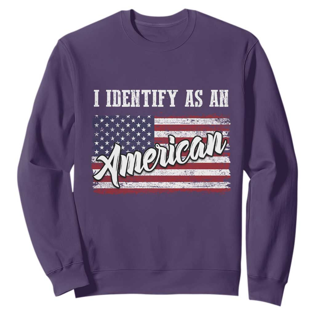American Patriotic Sweatshirt I IDentify As An American TS09 Purple Print Your Wear