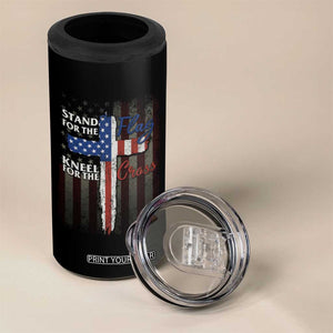 Christian American Patriotic 4 in 1 Can Cooler Tumbler Stand For The Flag Kneel For The Cross TS09 Print Your Wear