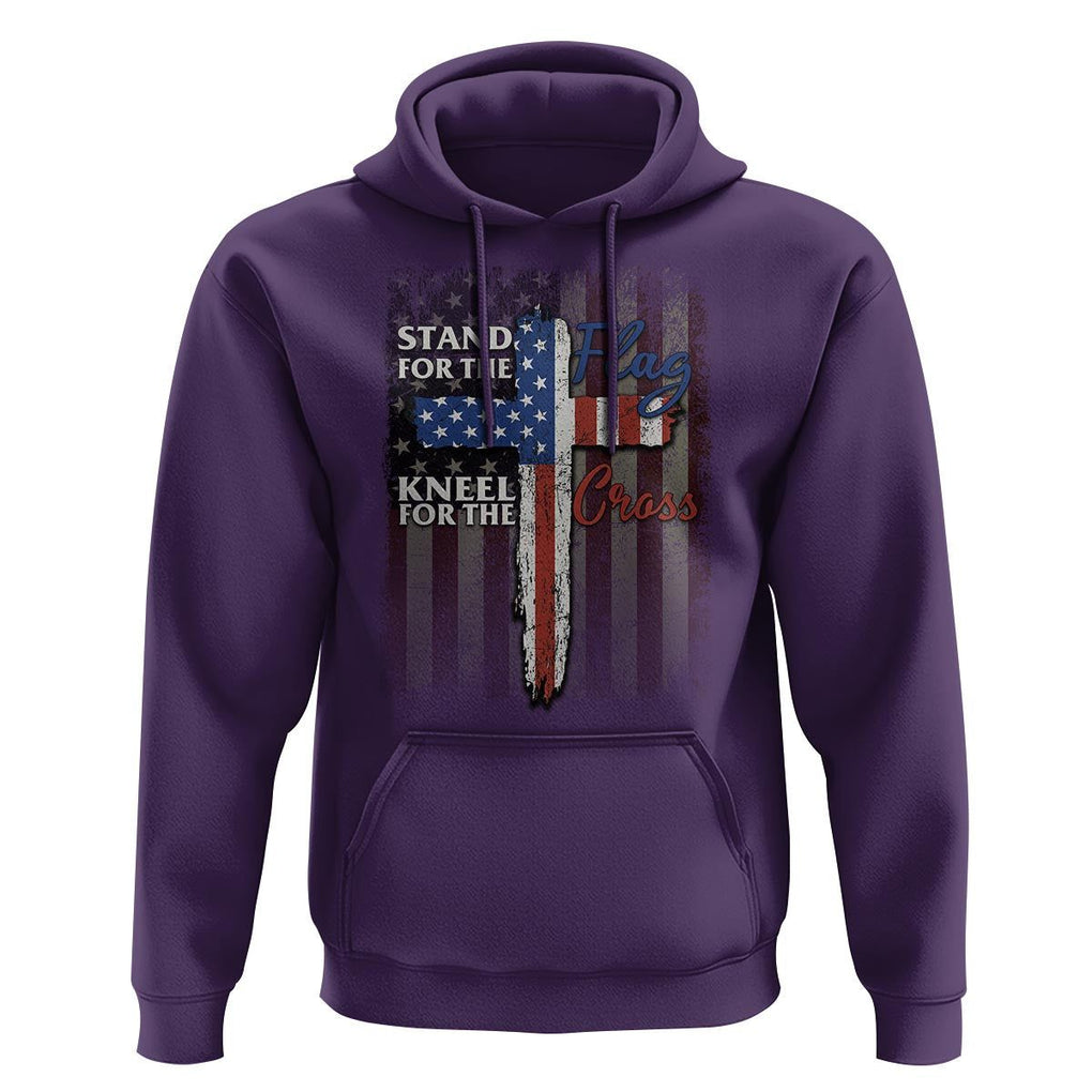 Christian American Patriotic Hoodie Stand For The Flag Kneel For The Cross TS09 Purple Print Your Wear