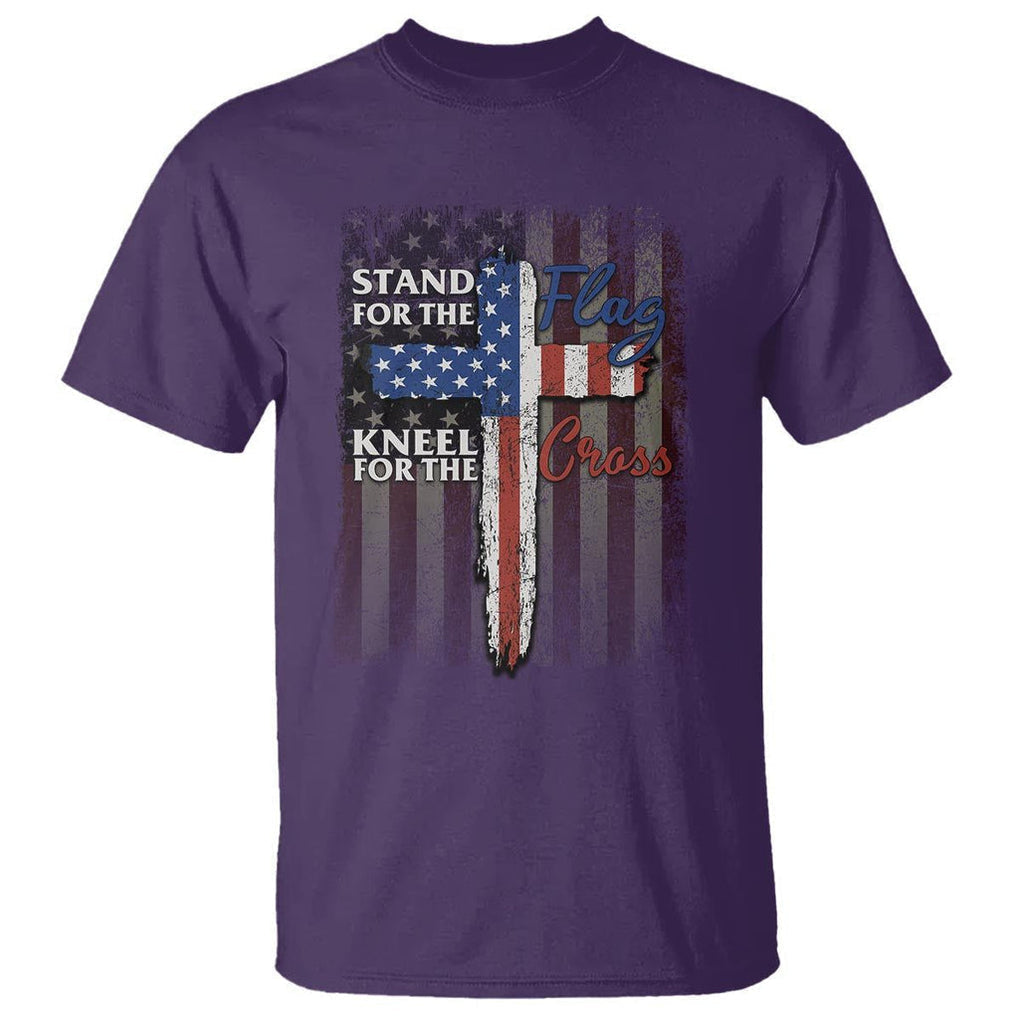 Christian American Patriotic T Shirt Stand For The Flag Kneel For The Cross TS09 Purple Print Your Wear