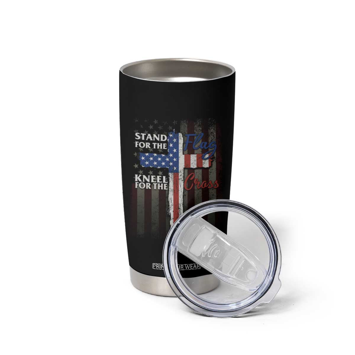 Christian American Patriotic Tumbler Cup Stand For The Flag Kneel For The Cross TS09 Print Your Wear