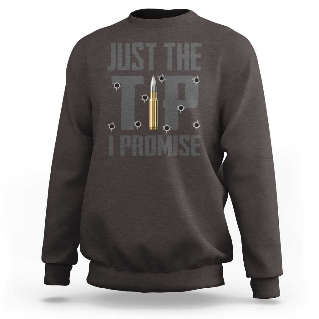 Funny Gun Lover Sweatshirt Just The Tip I Promise TS09 Dark Chocolate Print Your Wear