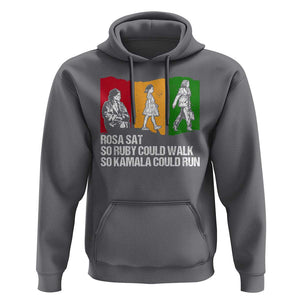 Harris Supporter Hoodie Rosa Sat So Ruby Could Walk So Kamala Could Run US President Election TS09 Charcoal Print Your Wear