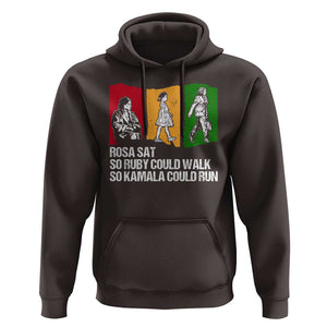 Harris Supporter Hoodie Rosa Sat So Ruby Could Walk So Kamala Could Run US President Election TS09 Dark Chocolate Print Your Wear