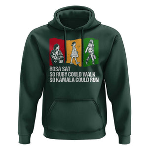 Harris Supporter Hoodie Rosa Sat So Ruby Could Walk So Kamala Could Run US President Election TS09 Dark Forest Green Print Your Wear