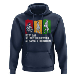 Harris Supporter Hoodie Rosa Sat So Ruby Could Walk So Kamala Could Run US President Election TS09 Navy Print Your Wear
