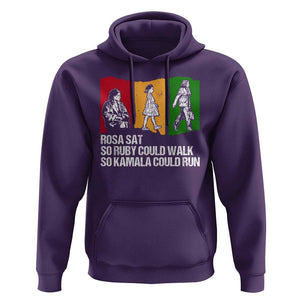 Harris Supporter Hoodie Rosa Sat So Ruby Could Walk So Kamala Could Run US President Election TS09 Purple Print Your Wear