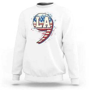 Harris Supporter Sweatshirt Kamala Comma La American Flag US President Election TS09 White Print Your Wear
