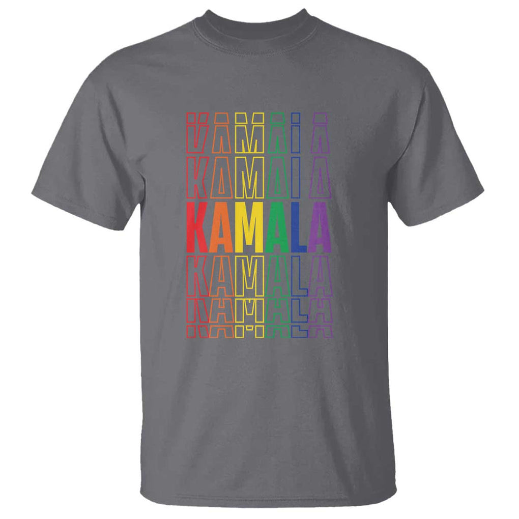 Harris Supporter T Shirt Kamala LGBTQ Rights Rainbow TS09 Charcoal Print Your Wear