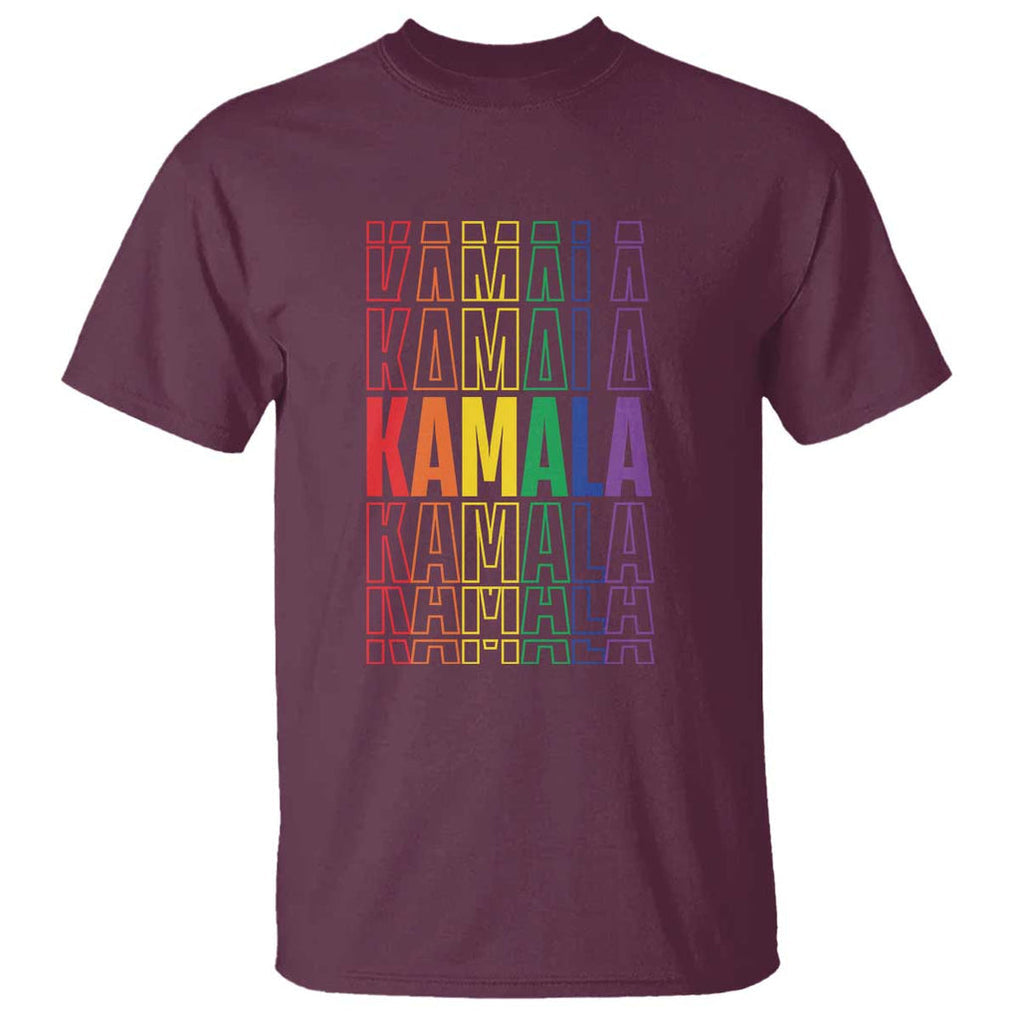 Harris Supporter T Shirt Kamala LGBTQ Rights Rainbow TS09 Maroon Print Your Wear
