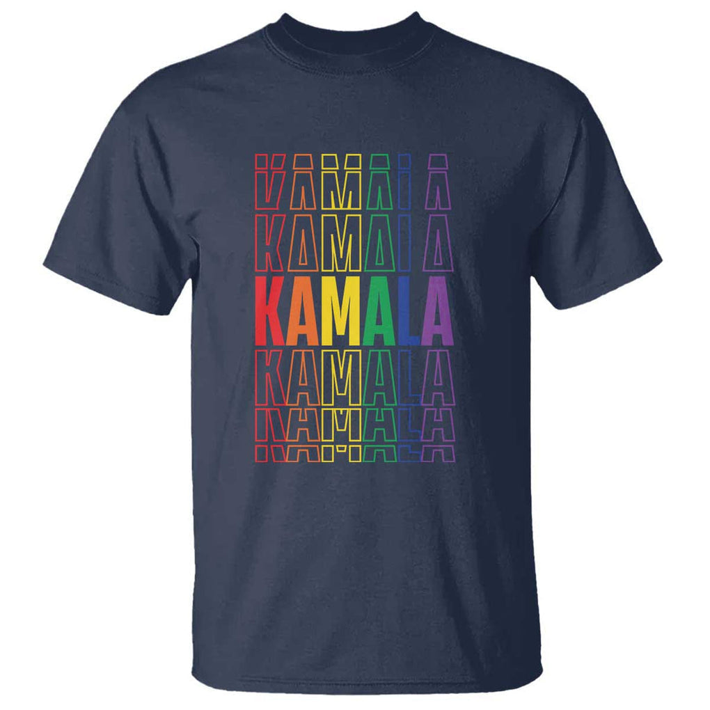 Harris Supporter T Shirt Kamala LGBTQ Rights Rainbow TS09 Navy Print Your Wear