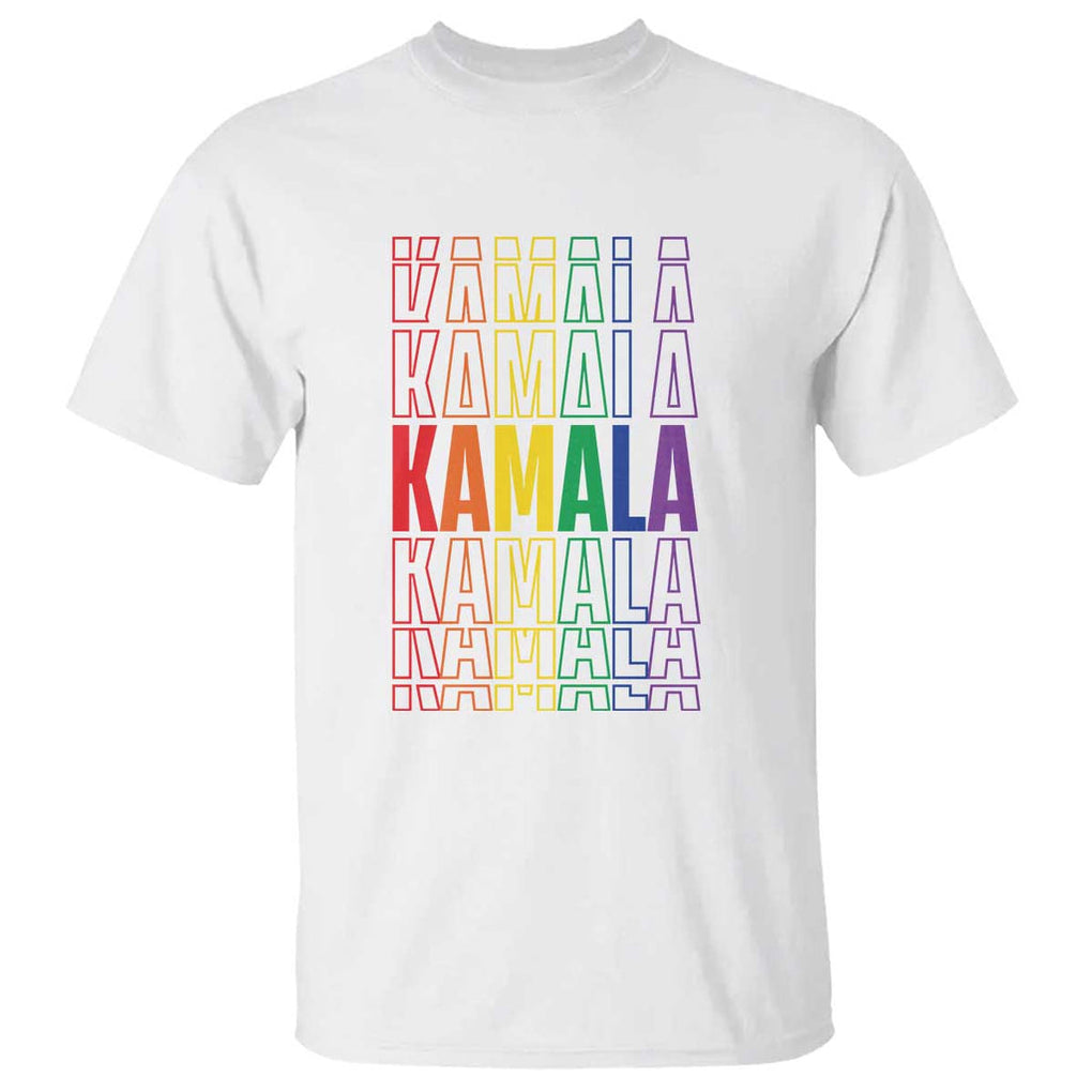 Harris Supporter T Shirt Kamala LGBTQ Rights Rainbow TS09 White Print Your Wear