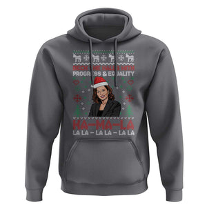 Funny Christmas Harris Hoodie Deck The Halls With Progress Equality Kamala La La TS09 Charcoal Print Your Wear