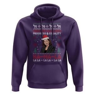Funny Christmas Harris Hoodie Deck The Halls With Progress Equality Kamala La La TS09 Purple Print Your Wear