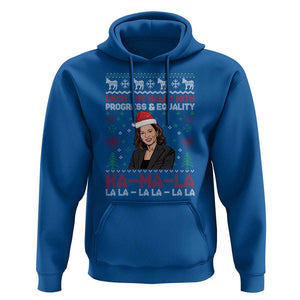 Funny Christmas Harris Hoodie Deck The Halls With Progress Equality Kamala La La TS09 Royal Blue Print Your Wear