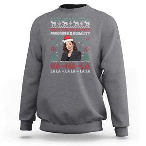 Funny Christmas Harris Sweatshirt Deck The Halls With Progress Equality Kamala La La TS09 Charcoal Print Your Wear