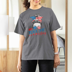 Funny US Election T Shirt For Women My Black Job Is Voting America Girl Messy Bun TS09 Charcoal Print Your Wear
