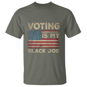 Funny President Election T Shirt Voting Is My Black Job America Flag Retro TS09 Military Green Print Your Wear