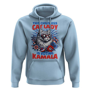 Harris Supporter Hoodie This Childless Cat Ladies is Voting Kamala TS09 Light Blue Print Your Wear