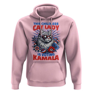 Harris Supporter Hoodie This Childless Cat Ladies is Voting Kamala TS09 Light Pink Print Your Wear
