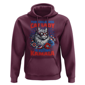 Harris Supporter Hoodie This Childless Cat Ladies is Voting Kamala TS09 Maroon Print Your Wear