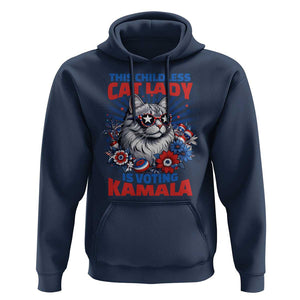 Harris Supporter Hoodie This Childless Cat Ladies is Voting Kamala TS09 Navy Print Your Wear