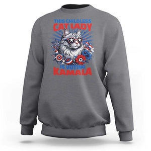 Harris Supporter Sweatshirt This Childless Cat Ladies is Voting Kamala TS09 Charcoal Print Your Wear