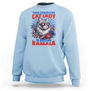 Harris Supporter Sweatshirt This Childless Cat Ladies is Voting Kamala TS09 Light Blue Print Your Wear