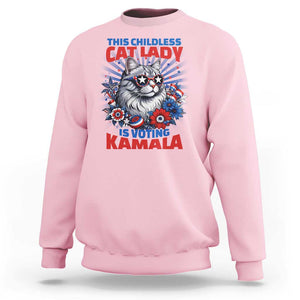 Harris Supporter Sweatshirt This Childless Cat Ladies is Voting Kamala TS09 Light Pink Print Your Wear