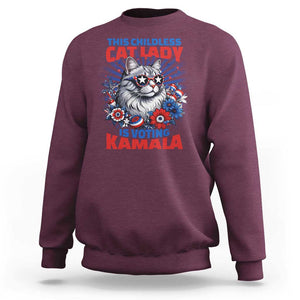 Harris Supporter Sweatshirt This Childless Cat Ladies is Voting Kamala TS09 Maroon Print Your Wear