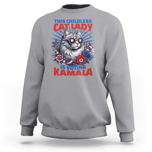 Harris Supporter Sweatshirt This Childless Cat Ladies is Voting Kamala TS09 Sport Gray Print Your Wear