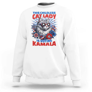 Harris Supporter Sweatshirt This Childless Cat Ladies is Voting Kamala TS09 White Print Your Wear