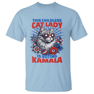 Harris Supporter T Shirt This Childless Cat Ladies is Voting Kamala TS09 Light Blue Print Your Wear