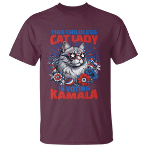 Harris Supporter T Shirt This Childless Cat Ladies is Voting Kamala TS09 Maroon Print Your Wear