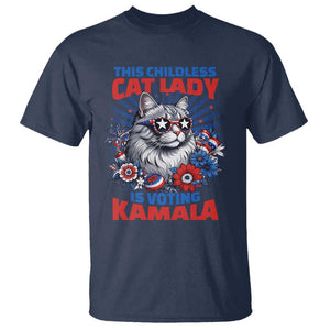 Harris Supporter T Shirt This Childless Cat Ladies is Voting Kamala TS09 Navy Print Your Wear
