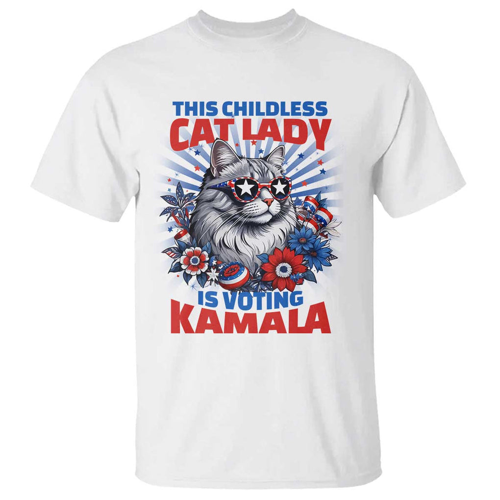 Harris Supporter T Shirt This Childless Cat Ladies is Voting Kamala TS09 White Print Your Wear