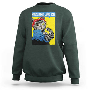 Childless Cat Ladies Vote Sweatshirt Kamala Supporter TS09 Dark Forest Green Print Your Wear