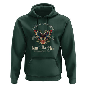 Latinos For Kamala Hoodie Harris Vote 2024 Kama-la Flor Traditional Tattoo Butterfly TS09 Dark Forest Green Print Your Wear