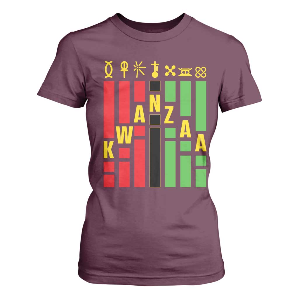 7 Principles Of Kwanzaa African American T Shirt For Women TS09 Maroon Print Your Wear
