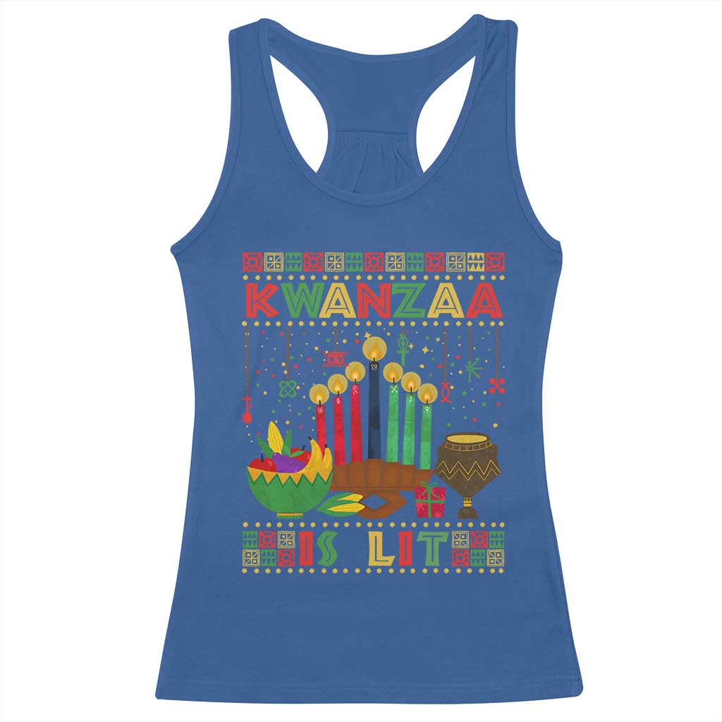 African American Kwanzaa Is Lit Racerback Tank Top TS09 Royal Blue Print Your Wear