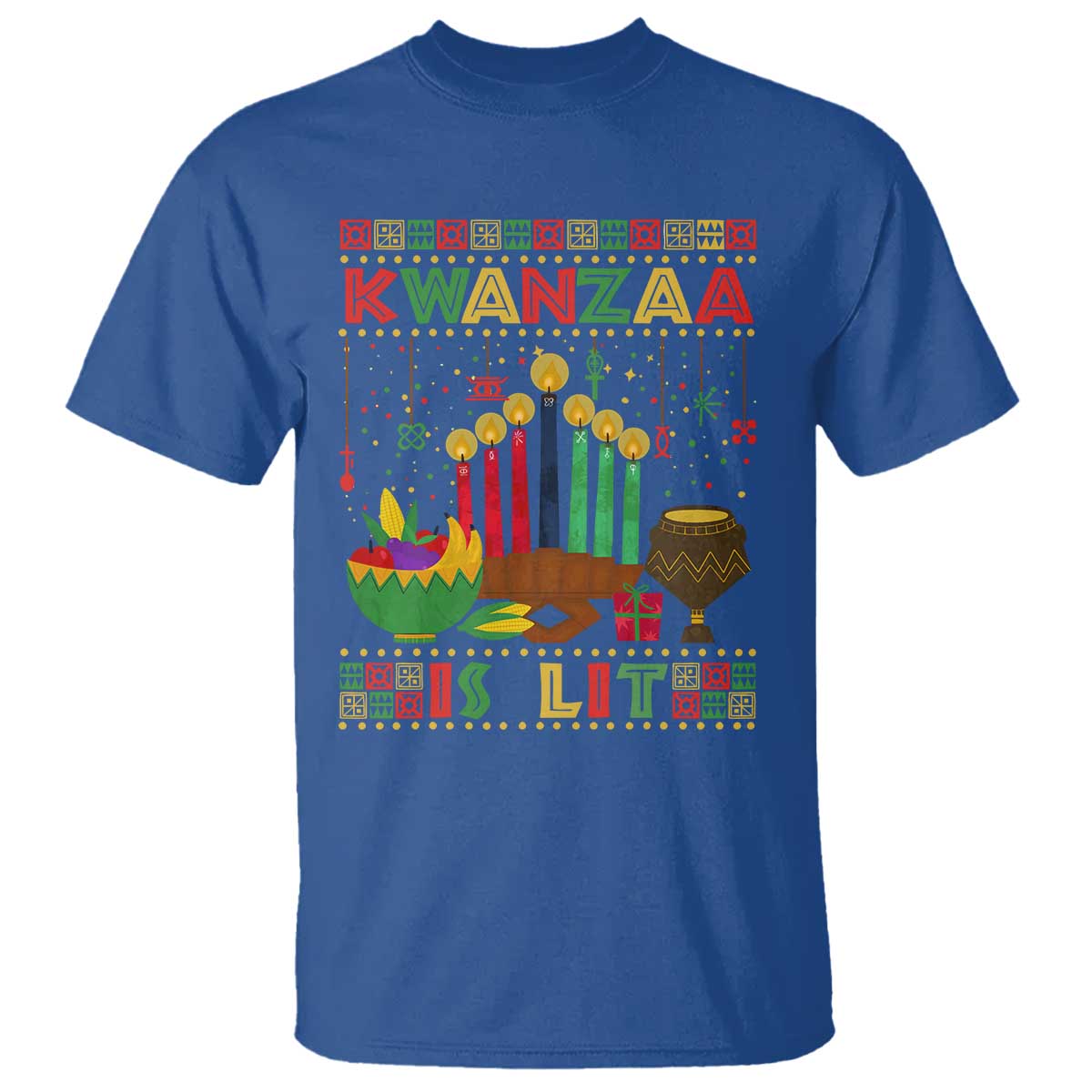 African American Kwanzaa Is Lit T Shirt TS09 Royal Blue Print Your Wear