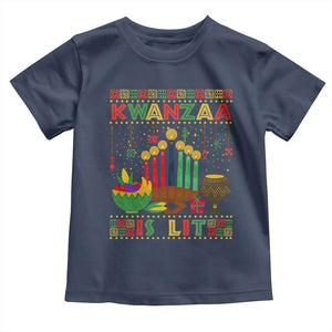African American Kwanzaa Is Lit Toddler T Shirt TS09 Navy Print Your Wear