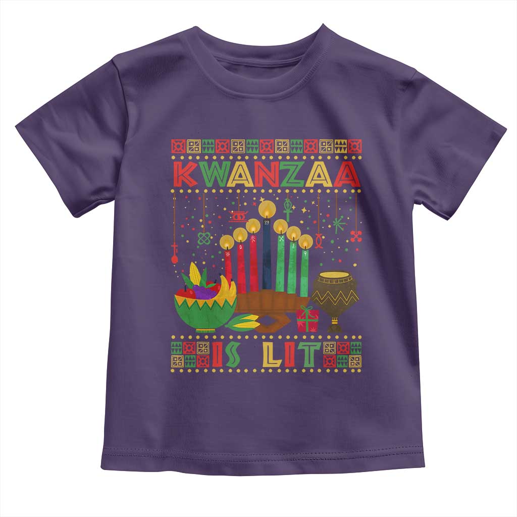 African American Kwanzaa Is Lit Toddler T Shirt TS09 Purple Print Your Wear