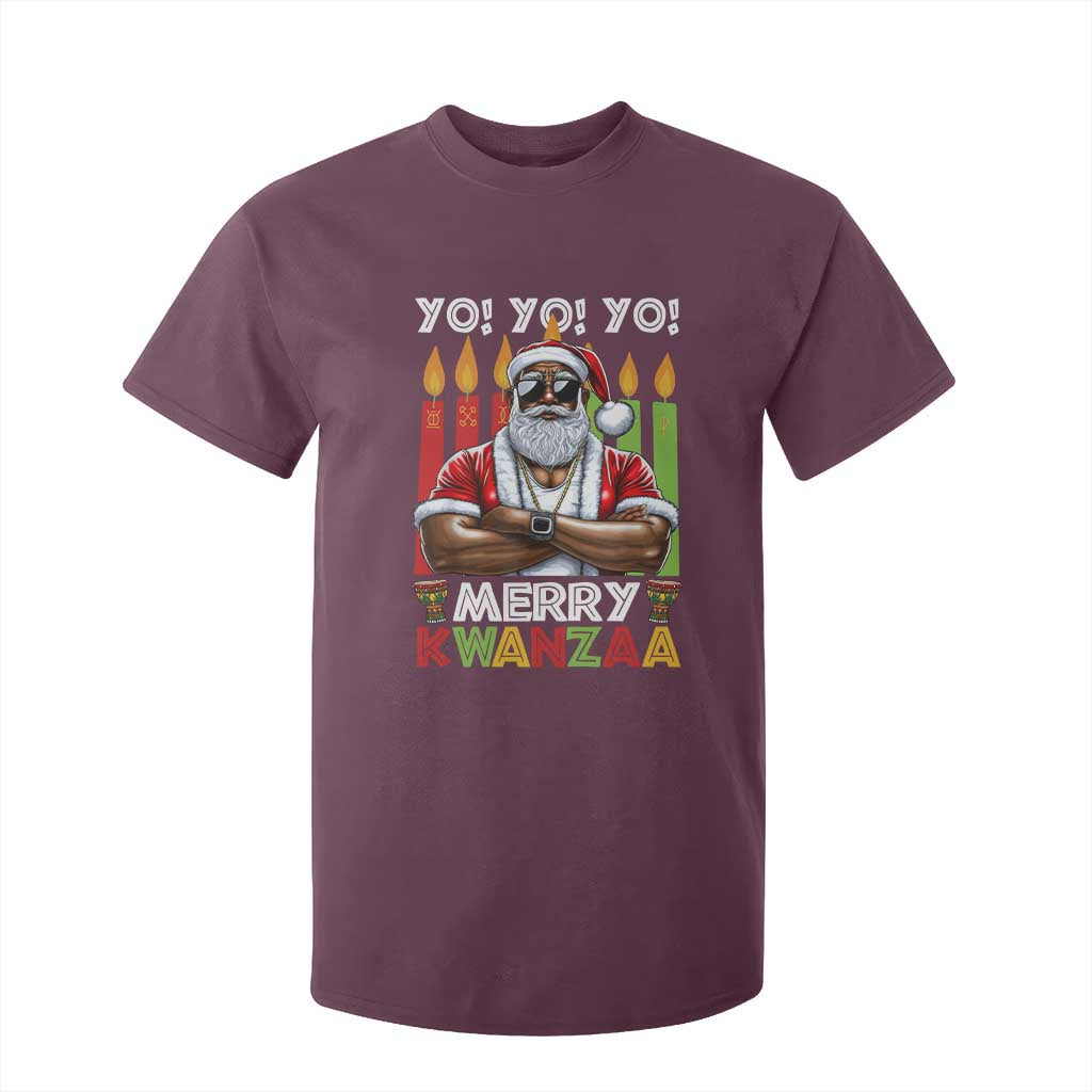 Merry Kwanzaa T Shirt For Kid African American Santa Black Christmas TS09 Maroon Print Your Wear